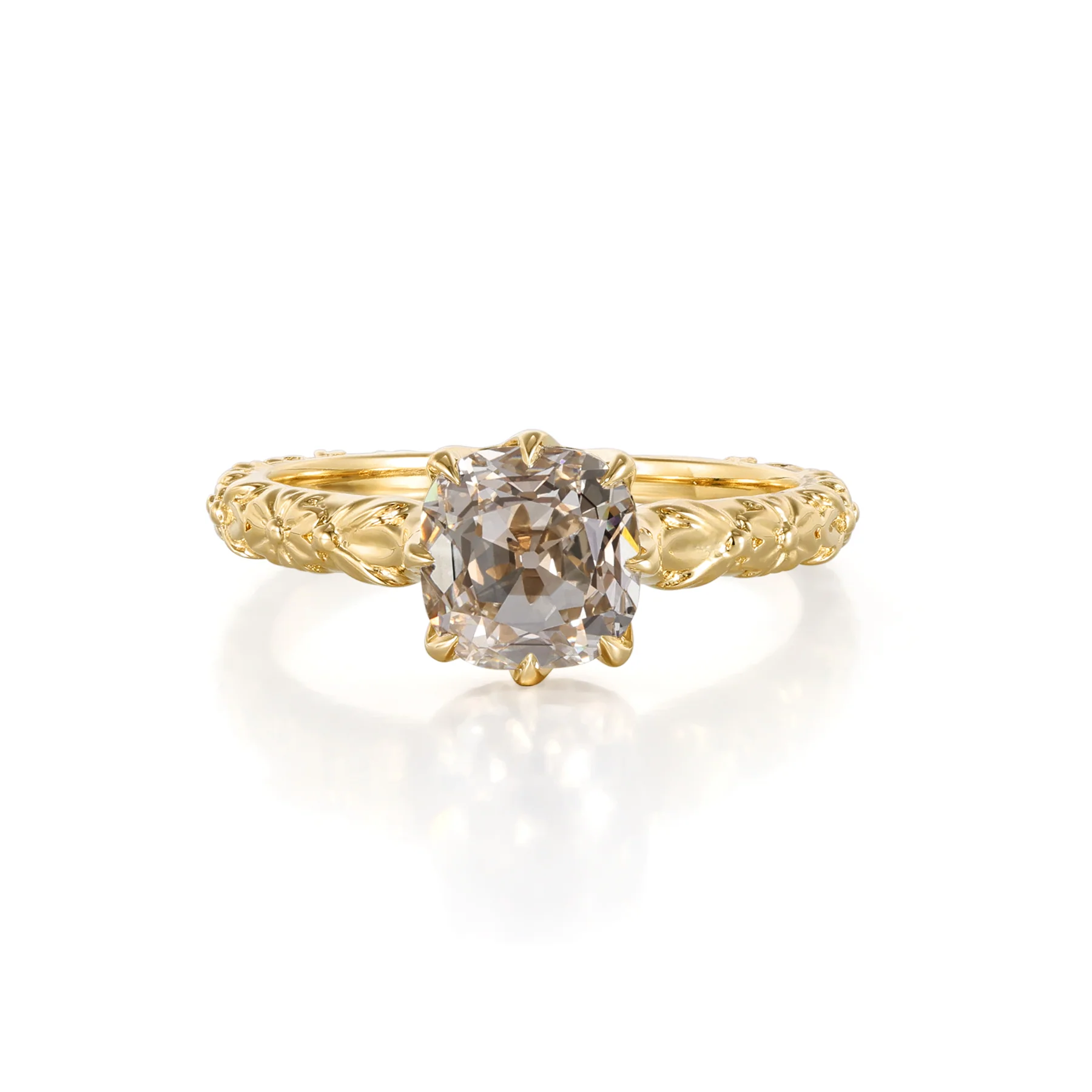 Ada-Champagne Old Mine Cut Lab Grown Diamond Engagement Ring