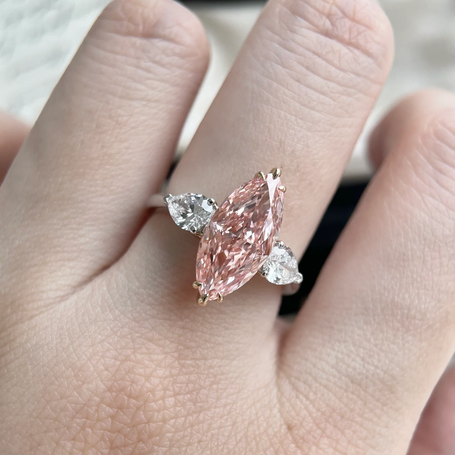 Alaia - Pink Marquise Cut Lab Grown Diamond Ring - Image 3