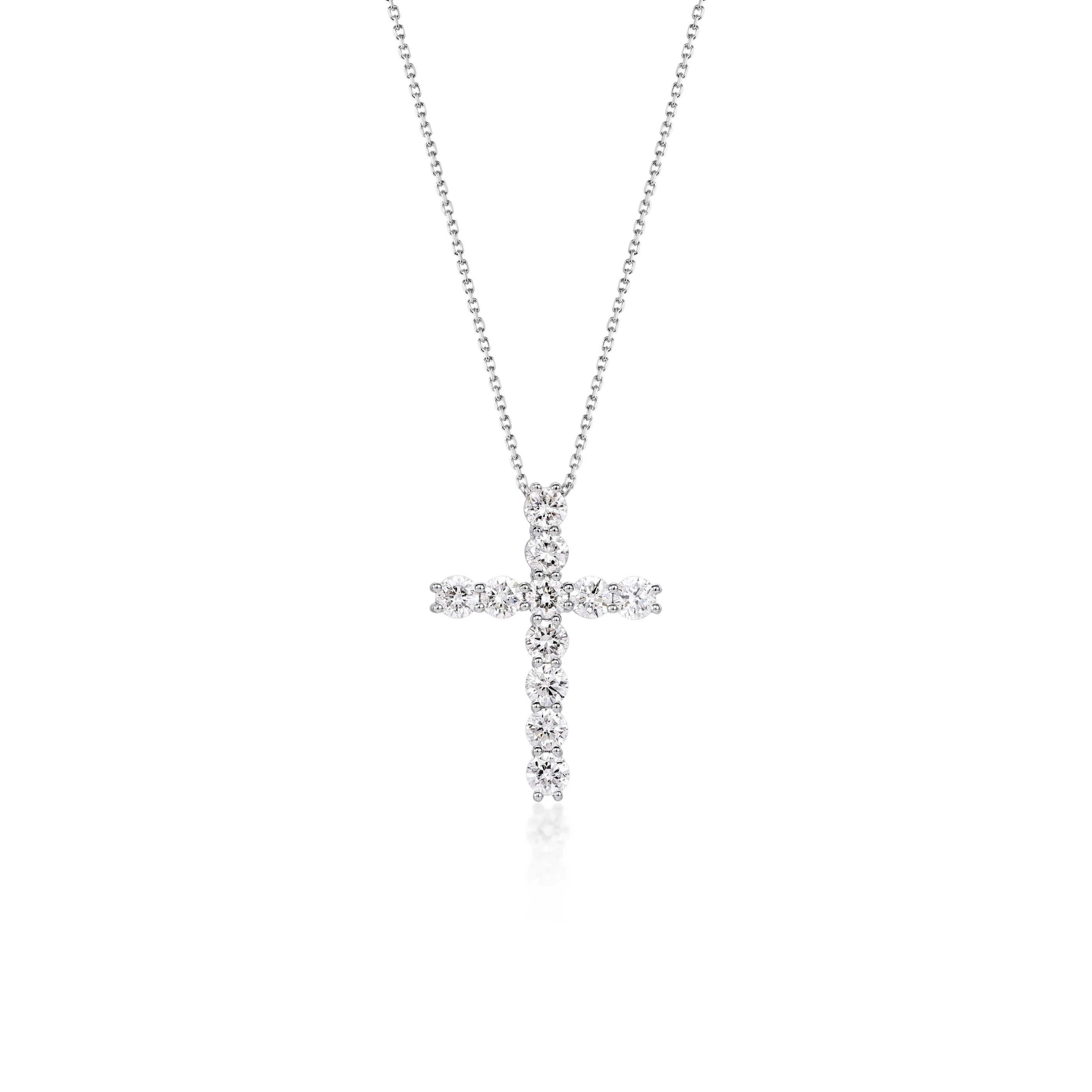 Alba-Round Diamond Cross Pendant Necklace