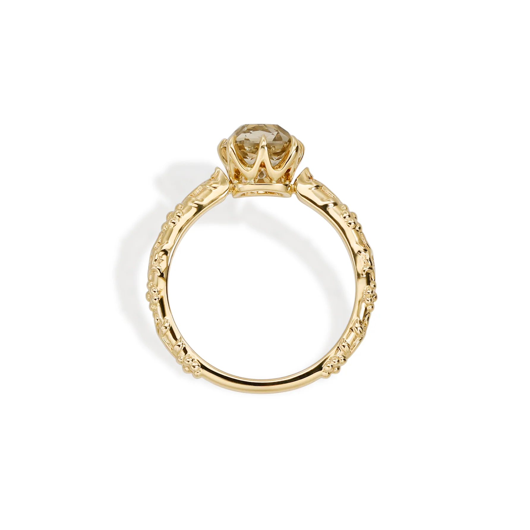 Alba-Champagne Old Mine Cushion Lab Grown Diamond Ring - Image 2