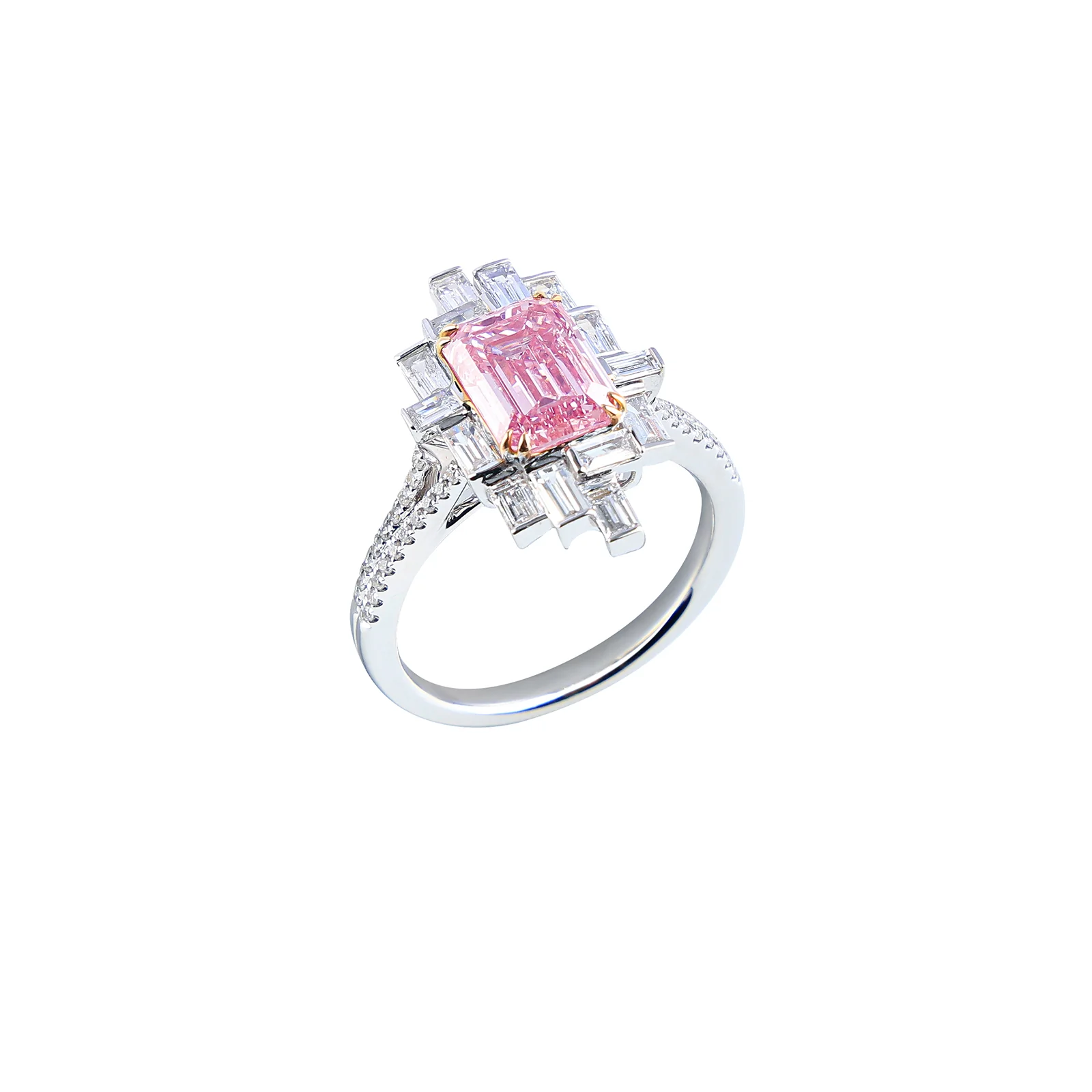 Allison - Emerald Cut Pink Diamond Ring - Image 3