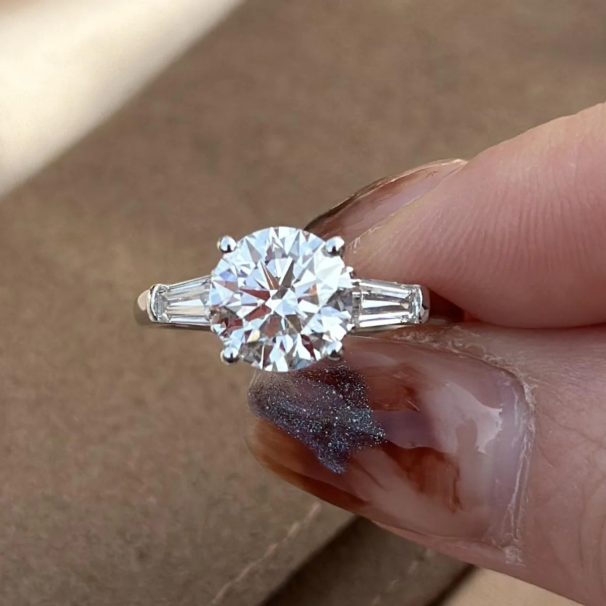 Amber-Round Cut Lab Grown Diamond Ring - Image 4