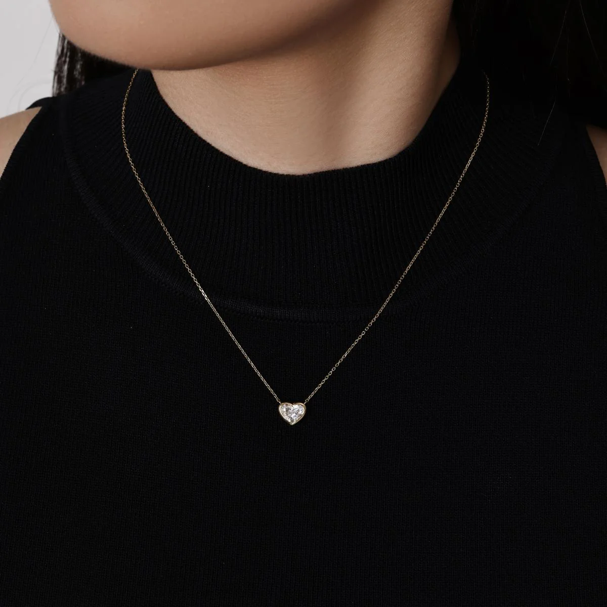 Amora-Heart Bezel Diamond Necklace - Image 3