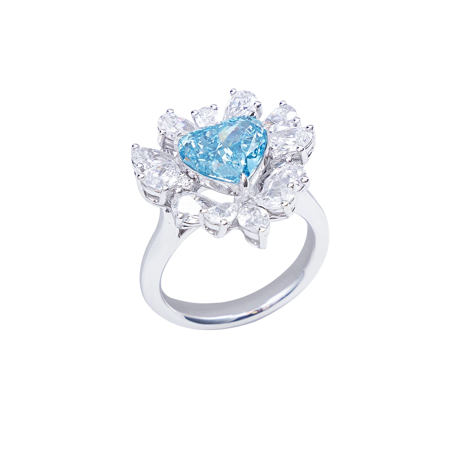 Andrea - Heart Cut Blue Diamond Ring - Image 2