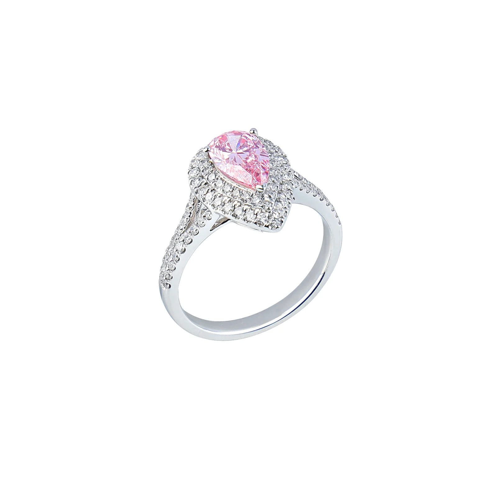 Anna - Pear Cut Pink Diamond Ring - Image 3