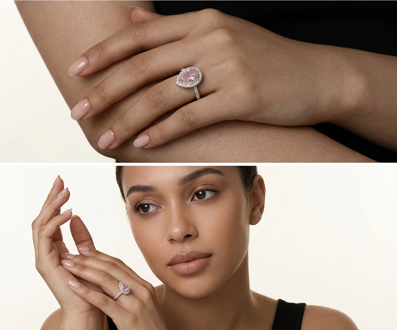Ariana - Pear Cut Pink Diamond Ring - Image 4
