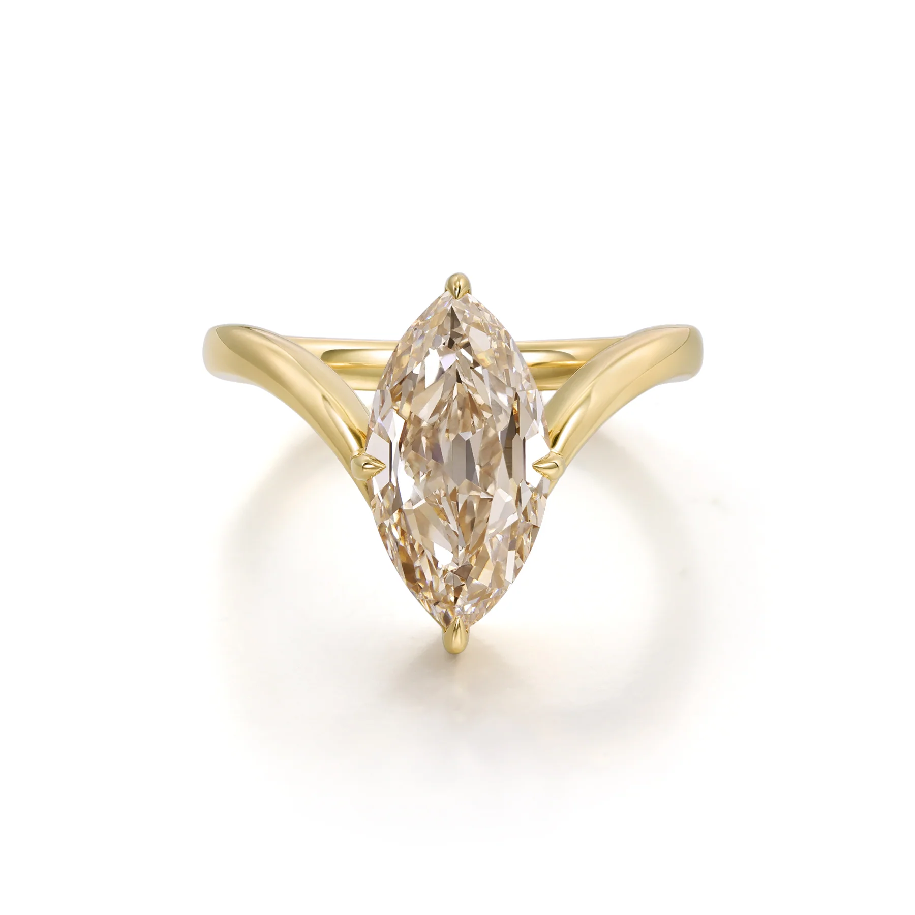 Asher-Champagne Old Mine Marquise Lab Grown Diamond Ring