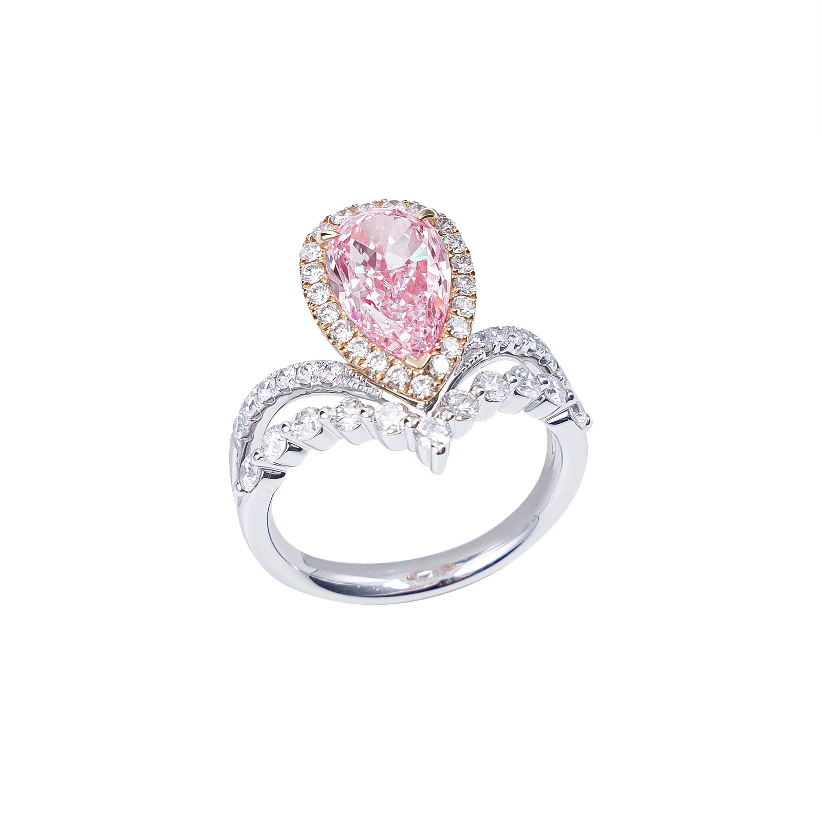 Ashley - Pear Cut Pink Diamond Ring - Image 3