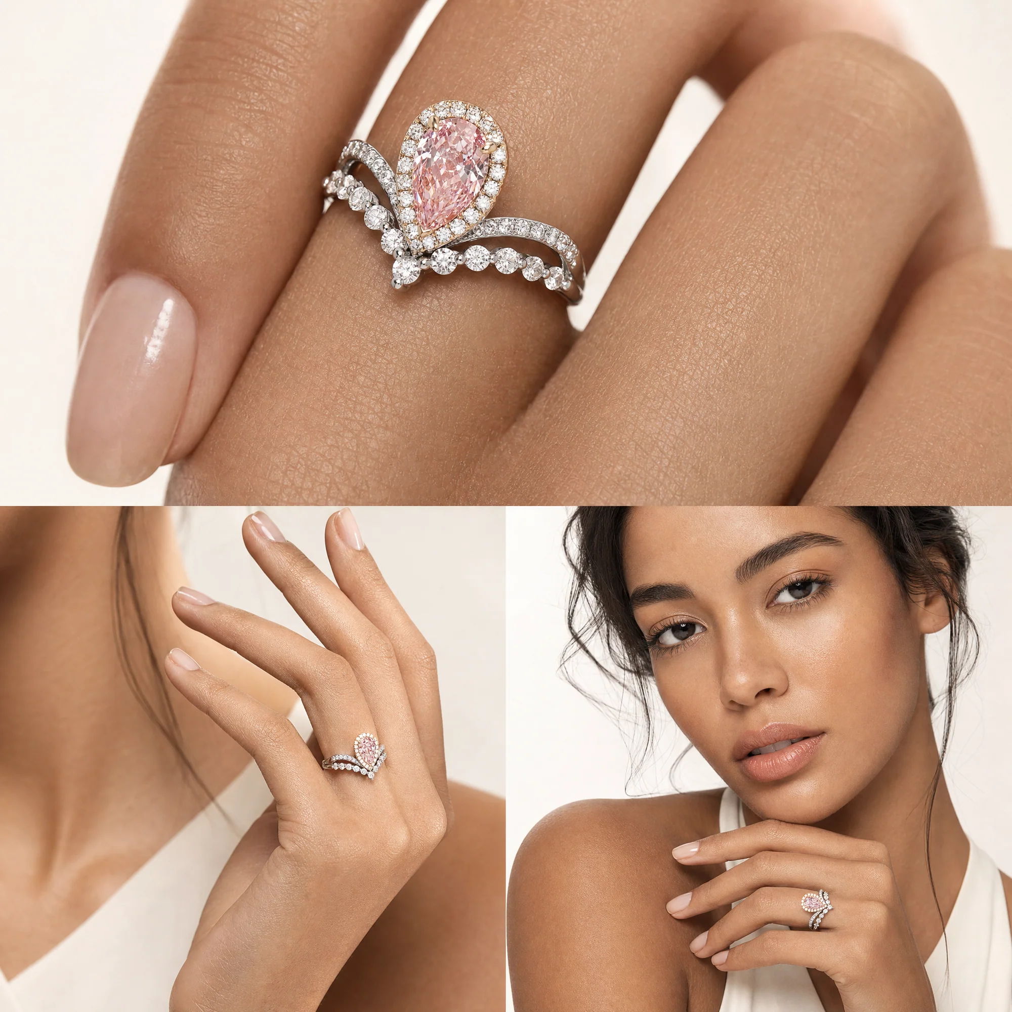 Ashley - Pear Cut Pink Diamond Ring - Image 4
