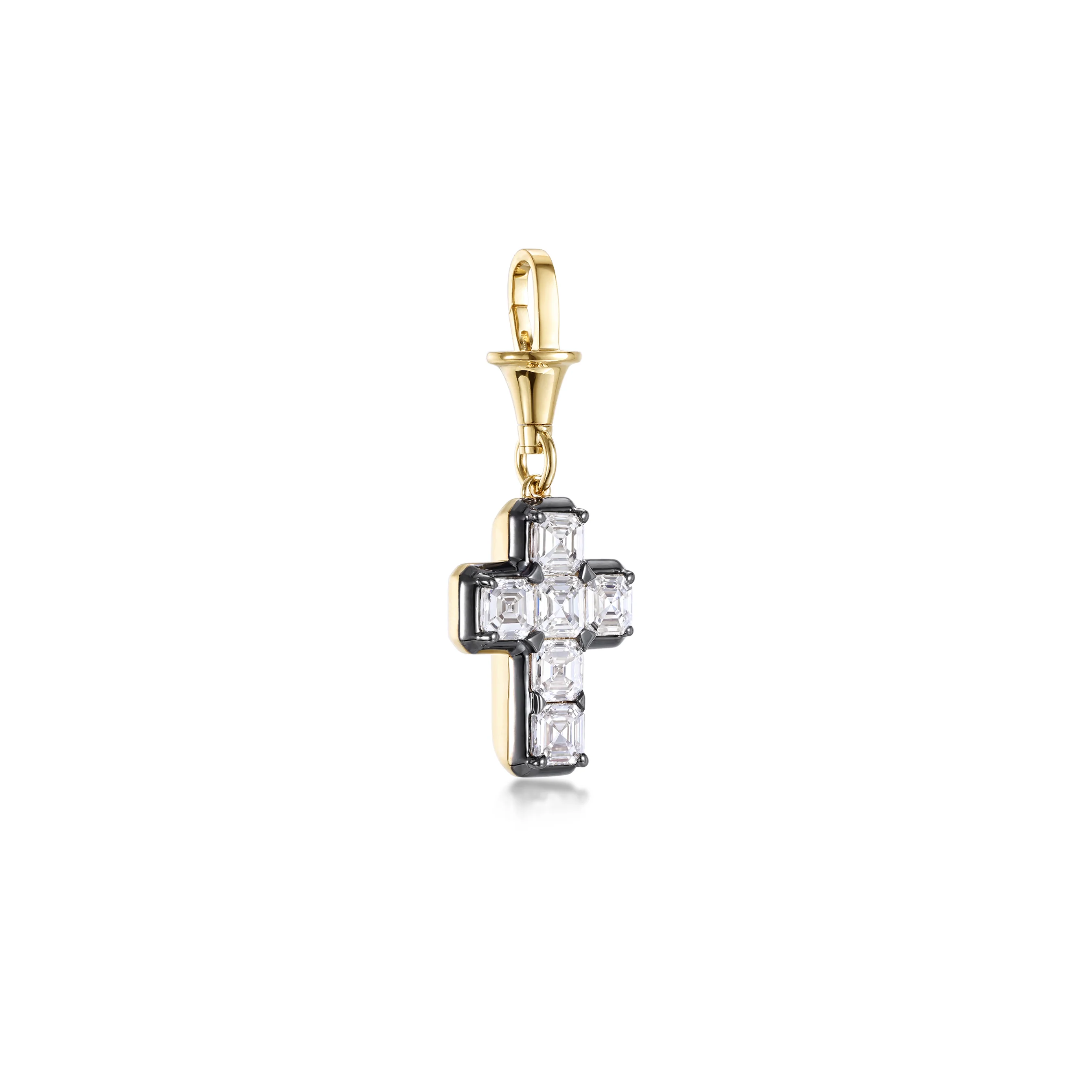Elise-Asscher Cut Diamond Cross Pendant Necklace - Image 2