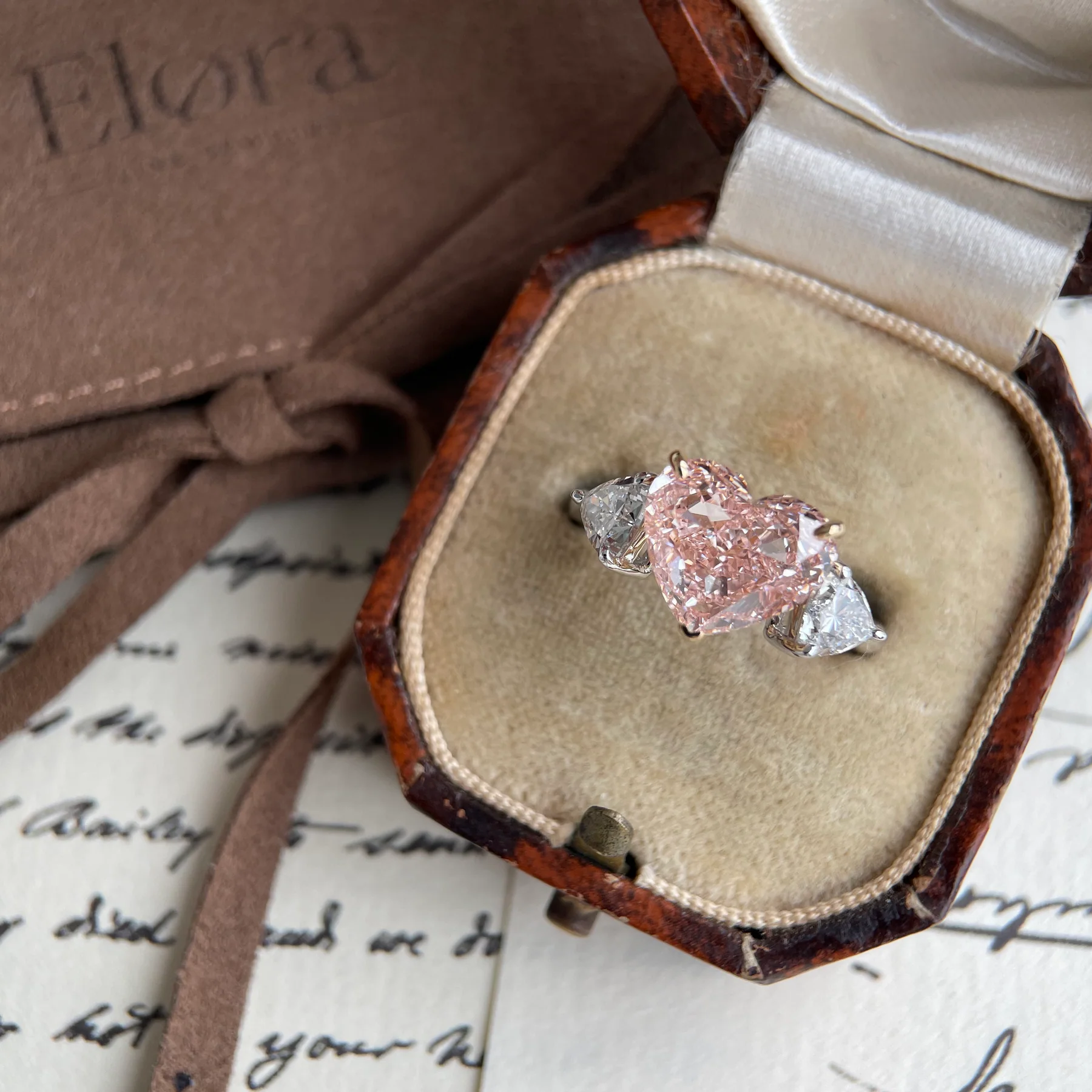 Aurora - Pink Heart Cut Lab Grown Diamond Ring - Image 3