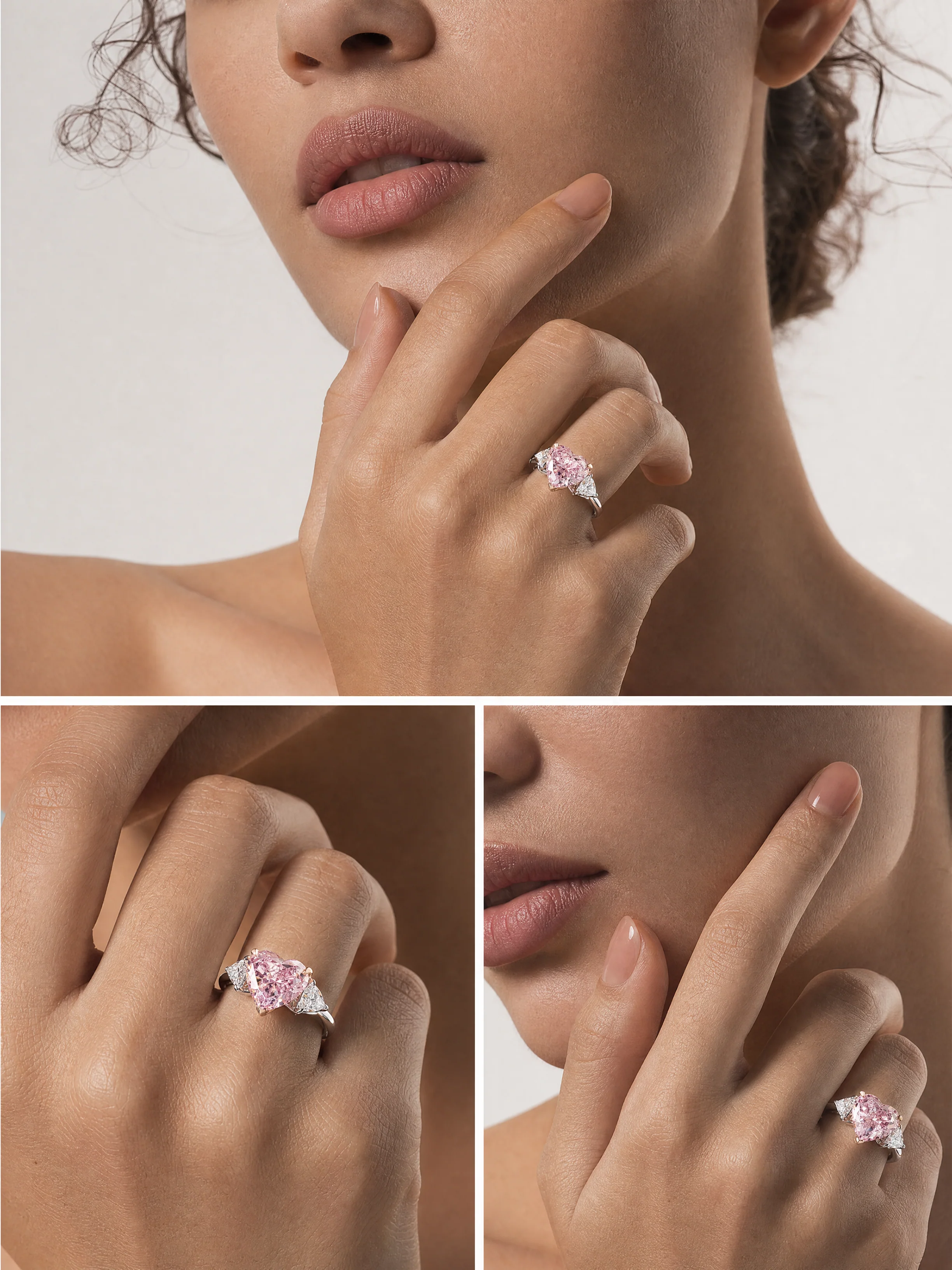 Aurora - Pink Heart Cut Lab Grown Diamond Ring - Image 7