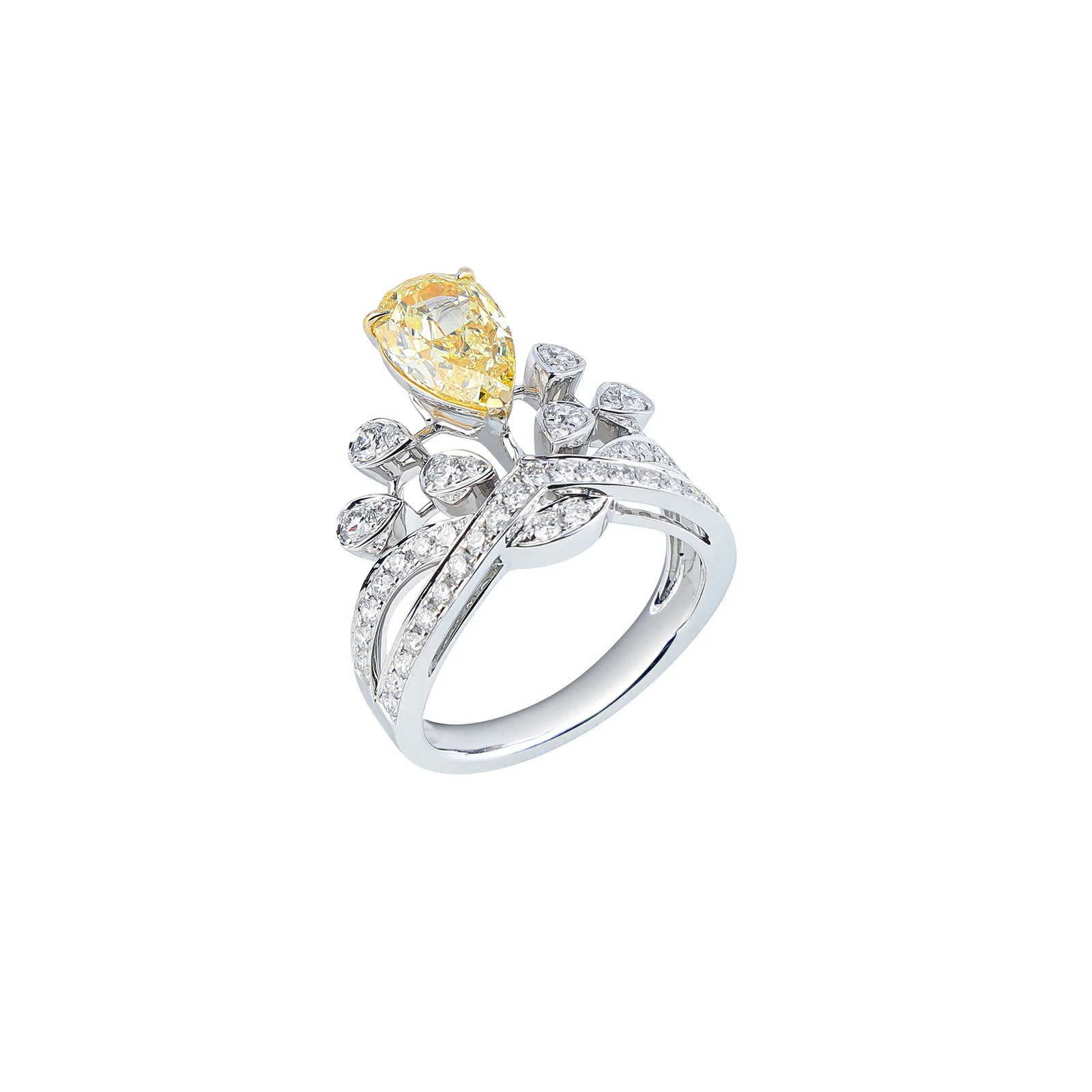 Autumn - Pear Cut Yellow Diamond Ring - Image 2