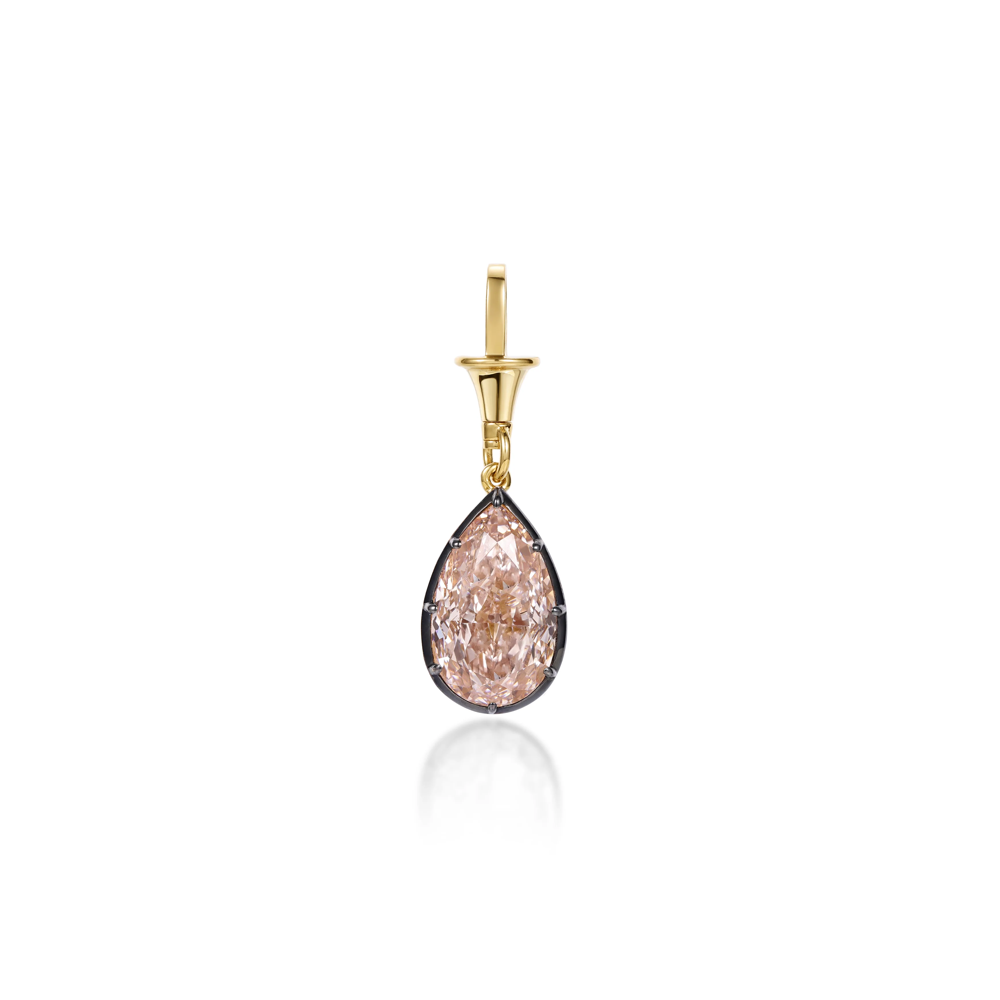 Pink Bezel Pear Diamond Pendant Necklace