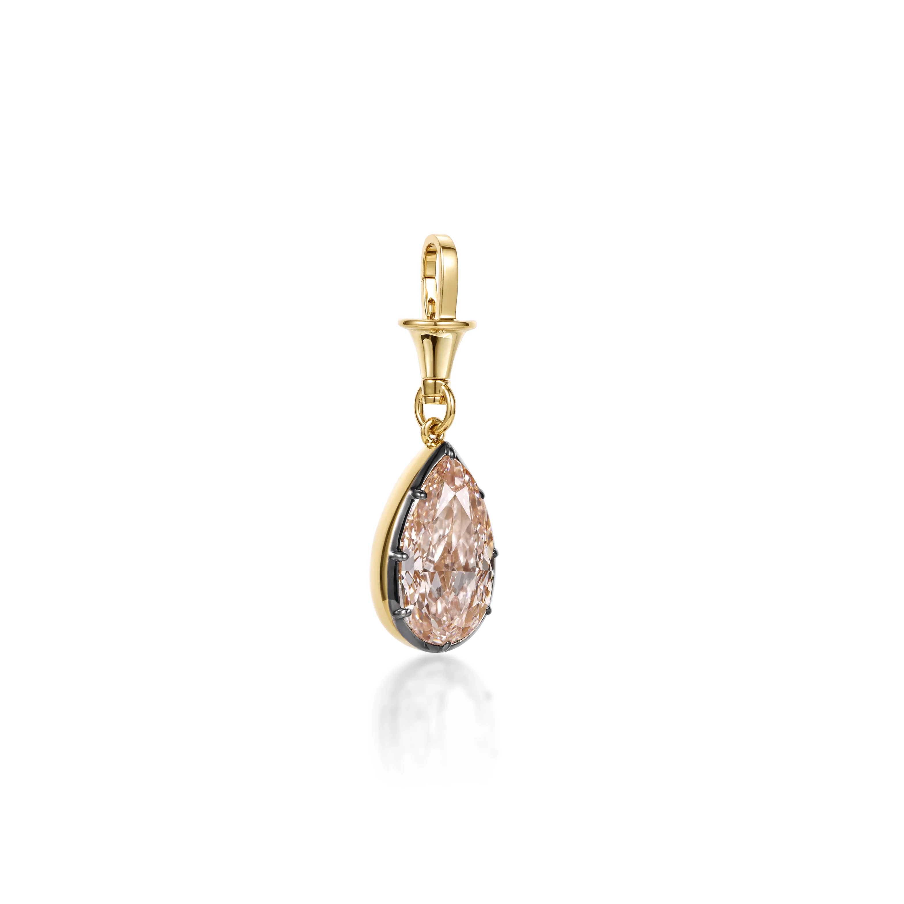 Pink Bezel Pear Diamond Pendant Necklace - Image 2