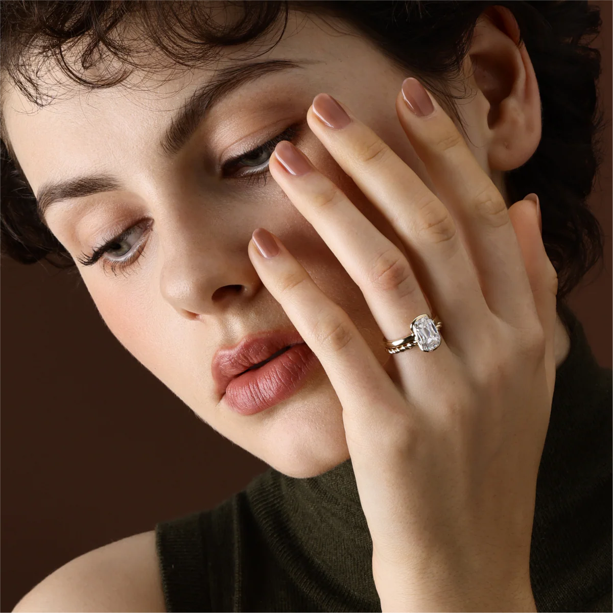 Brighton-Old Mine Cut Lab Grown Diamond Engagement Ring - Image 5