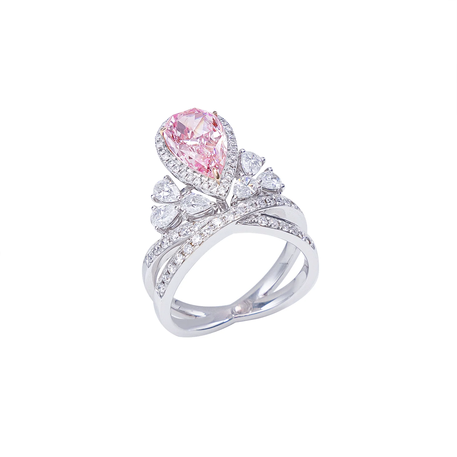 Caroline - Pear Cut Pink Diamond Ring - Image 2