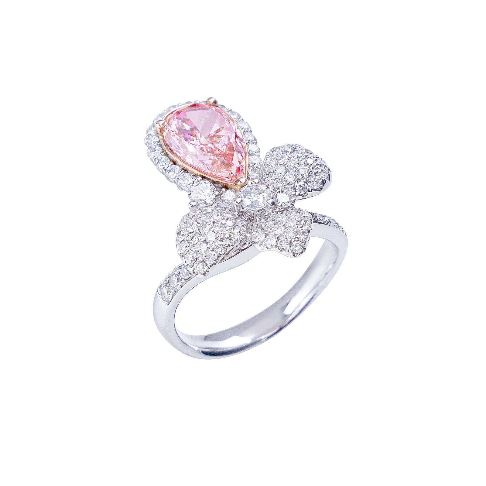 Cecilia - Pear Cut Pink Diamond Ring - Image 2