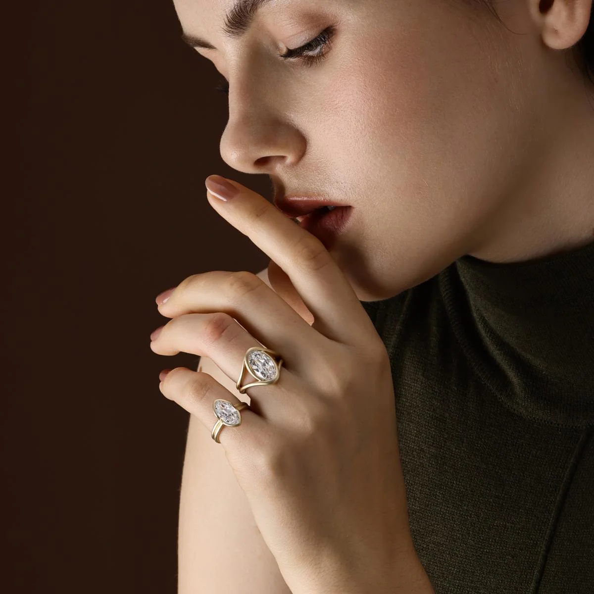 Celeste-Moval Cut Lab Grown Diamond Engagement Ring - Image 6