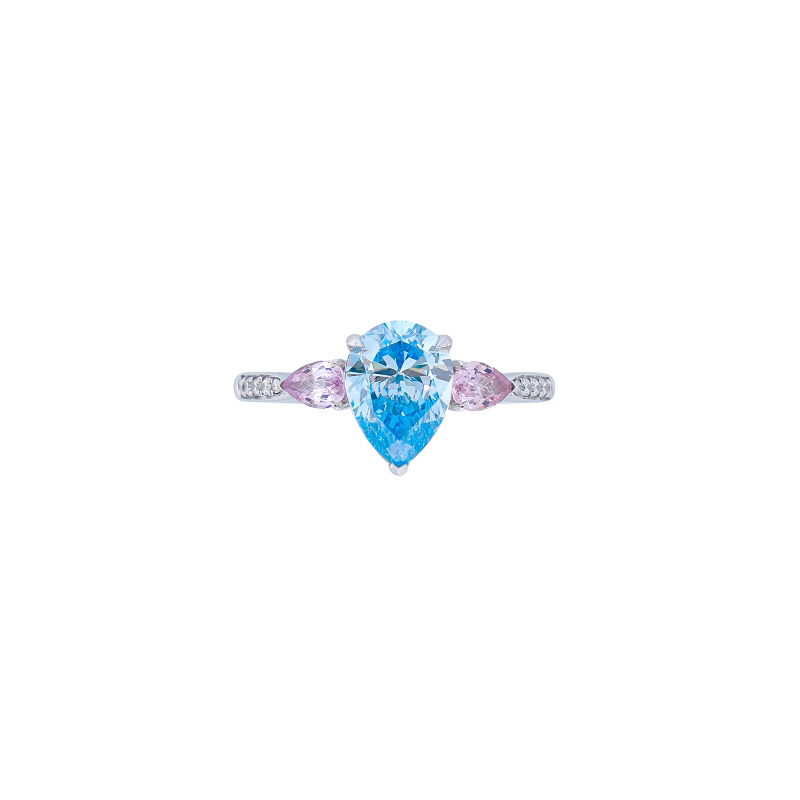 Clara - Pear Cut Blue Diamond Ring