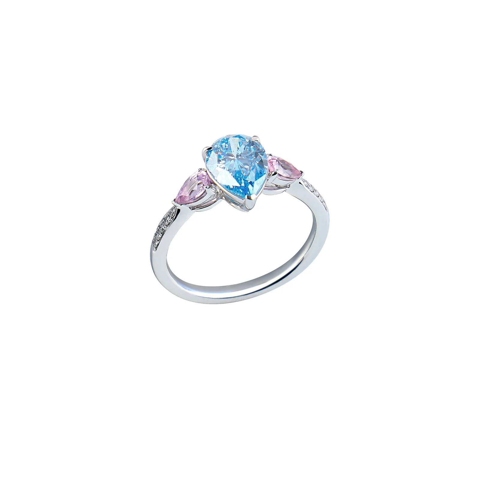 Clara - Pear Cut Blue Diamond Ring - Image 3