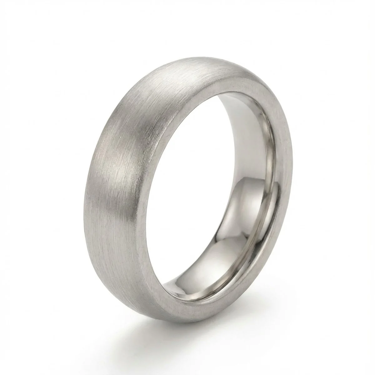 Classic Brushed Platinum Men’s Wedding Band 6mm - Image 2