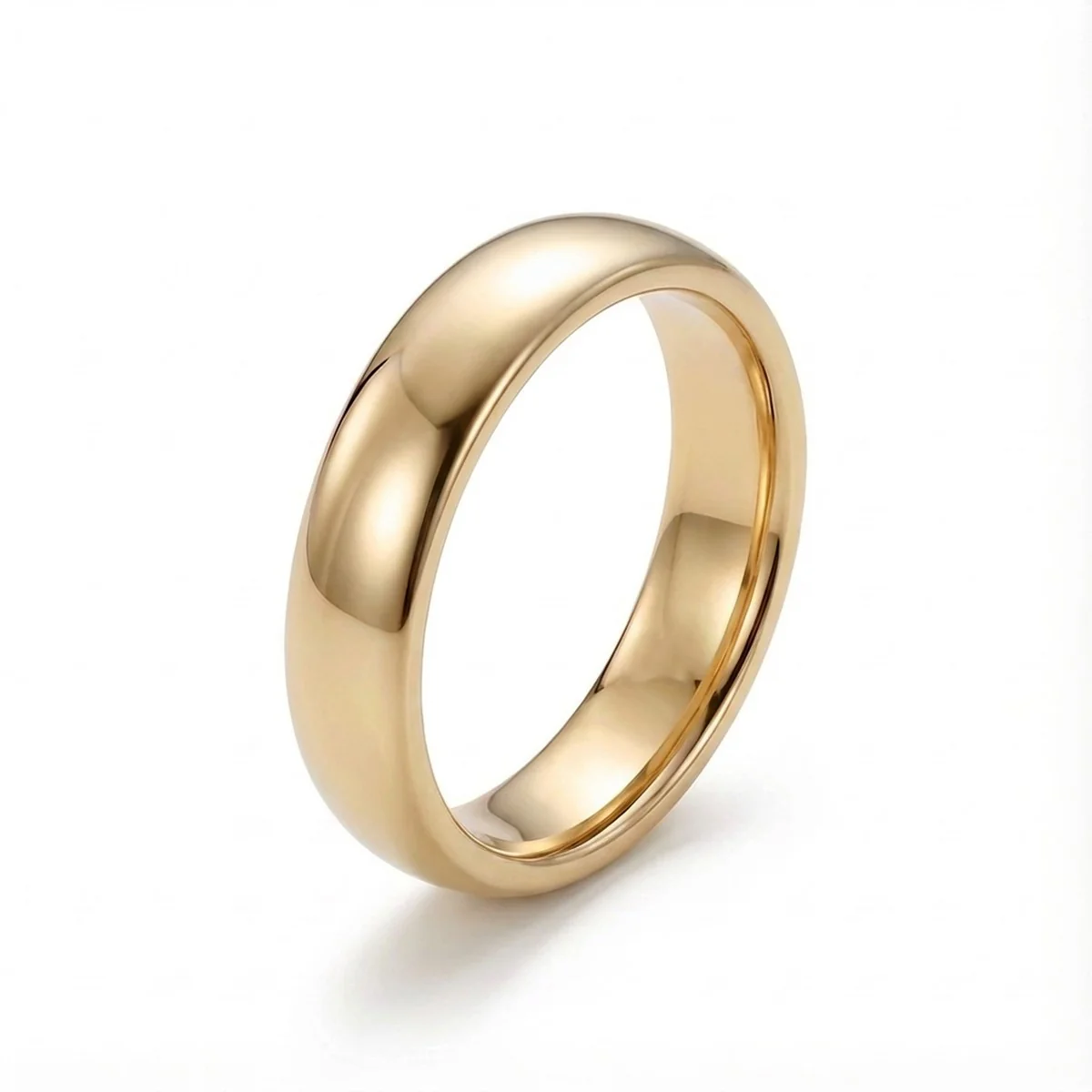 Classic Polished Gold Men's Wedding Band 5mm - Image 2
