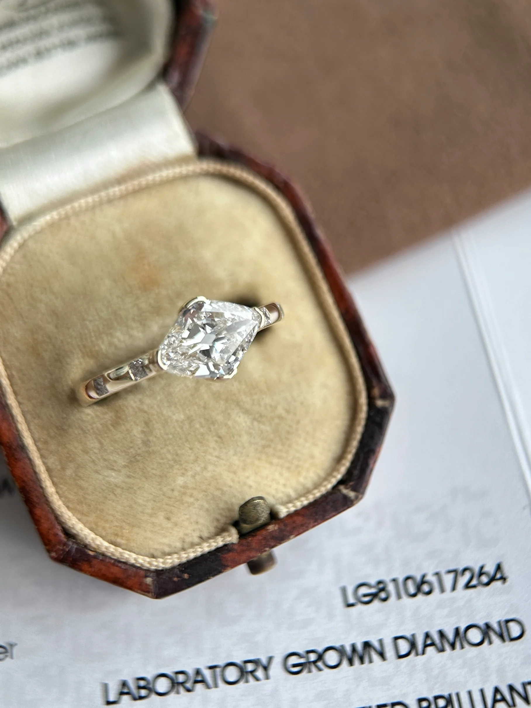Custom Final Payment - 2.5ct lozenge cut Lab Grown Diamond Ring - Image 2