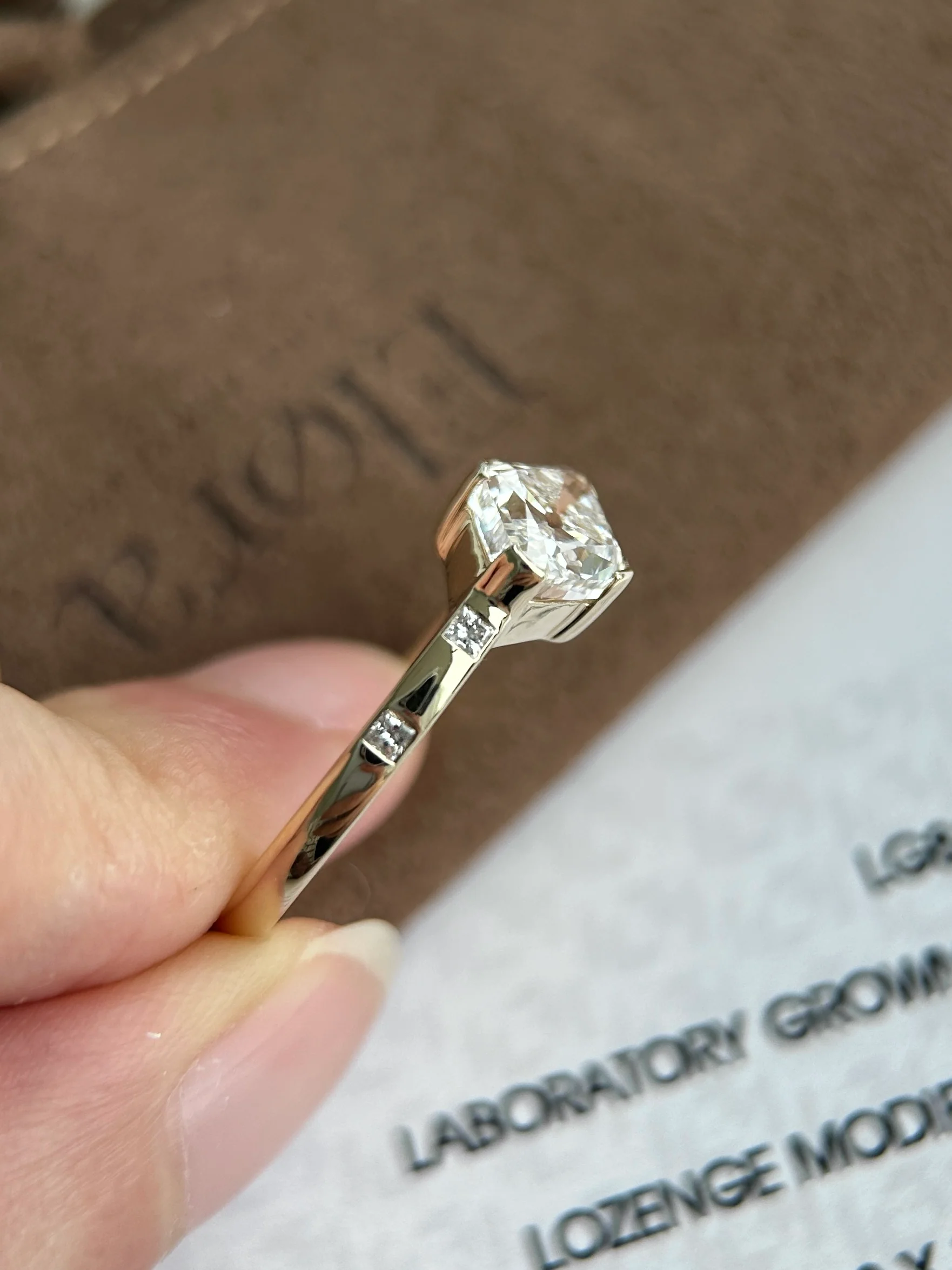 Custom Final Payment - 2.5ct lozenge cut Lab Grown Diamond Ring - Image 3
