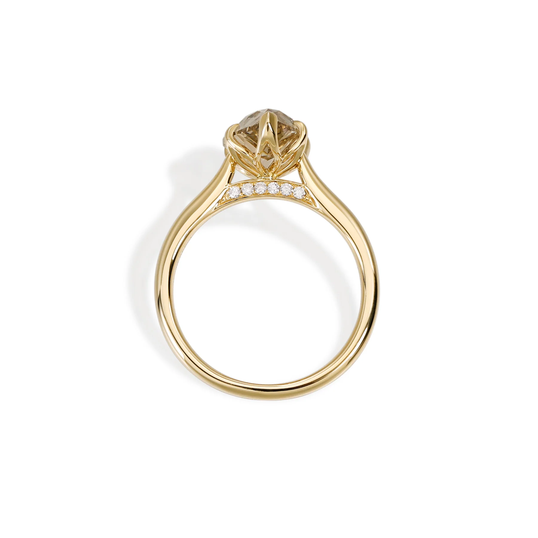 Alfa-Champagne Old Mine Pear Lab Grown Diamond Ring - Image 3