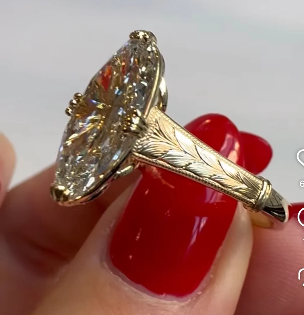 Custom Order Final Payment - moval cut Lab Grown Diamond Ring