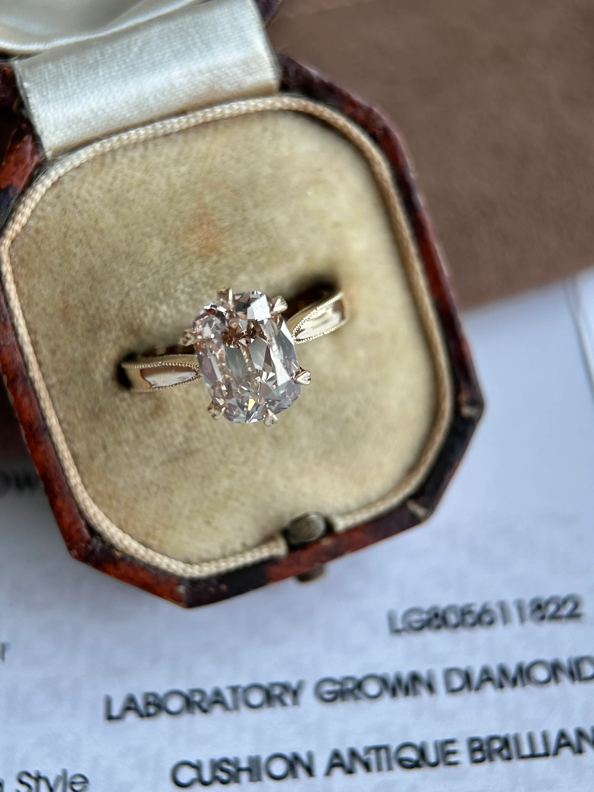 Custom Order Final Payment - 3.12ct Old Mine Cut Lab Grown Diamond Ring