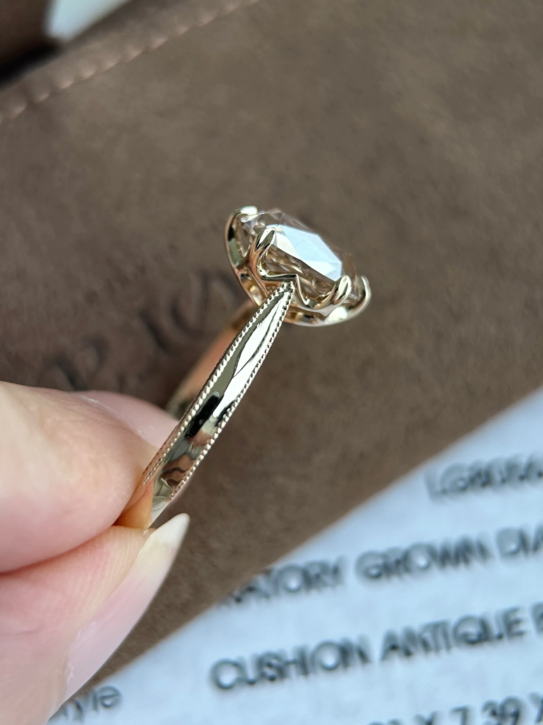 Custom Order Final Payment - 3.12ct Old Mine Cut Lab Grown Diamond Ring - Image 2
