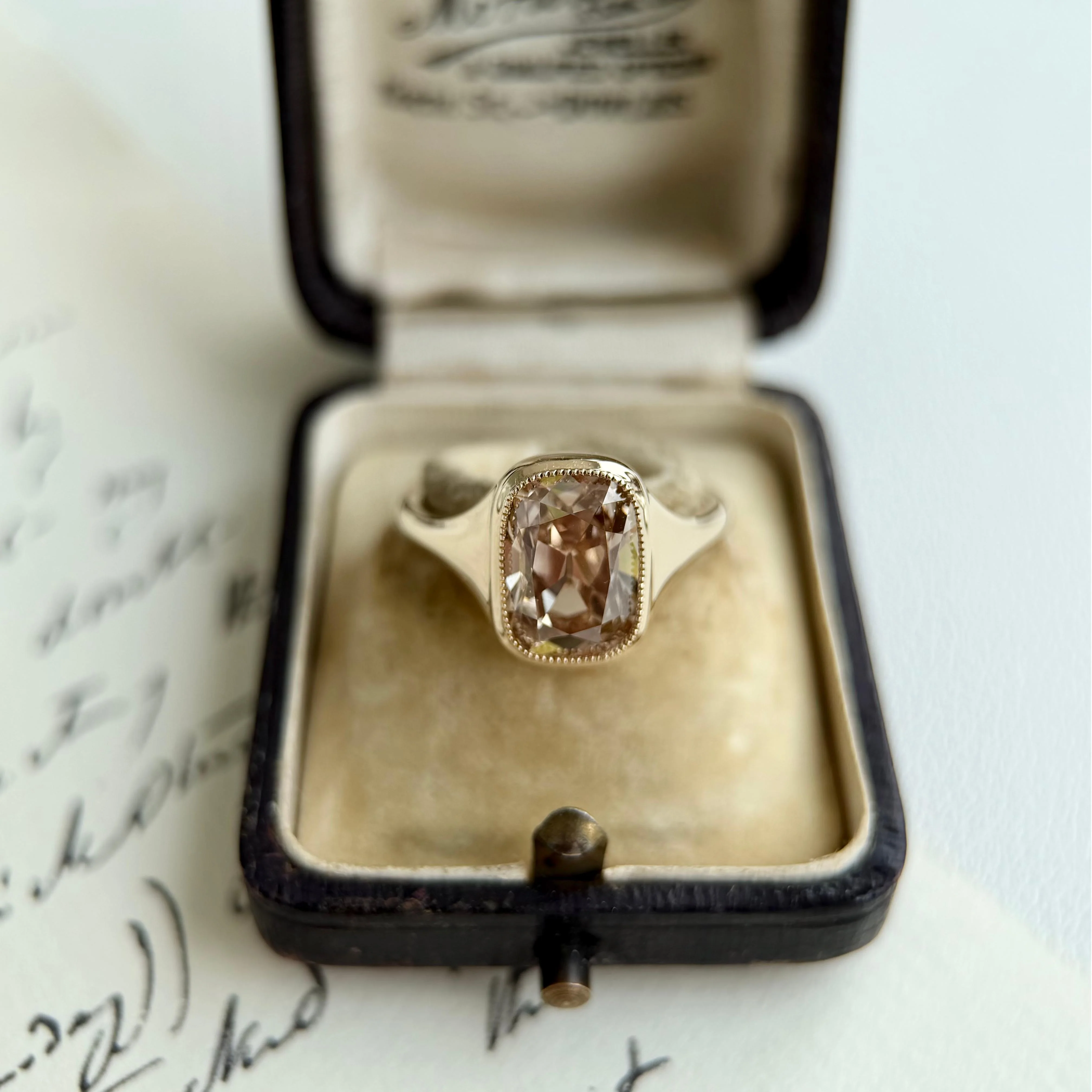 Eddy-Champagne Old Mine Cushion Lab Grown Diamond Ring - Image 3