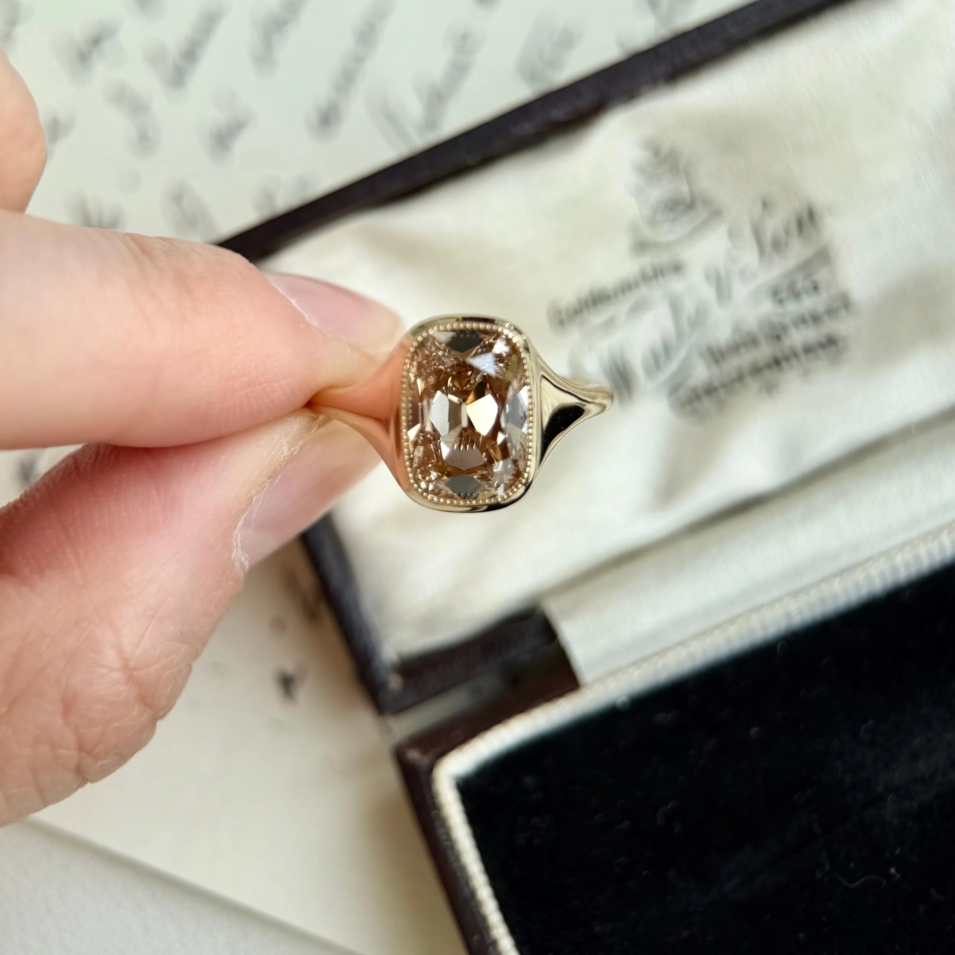 Eddy-Champagne Old Mine Cushion Lab Grown Diamond Ring - Image 5