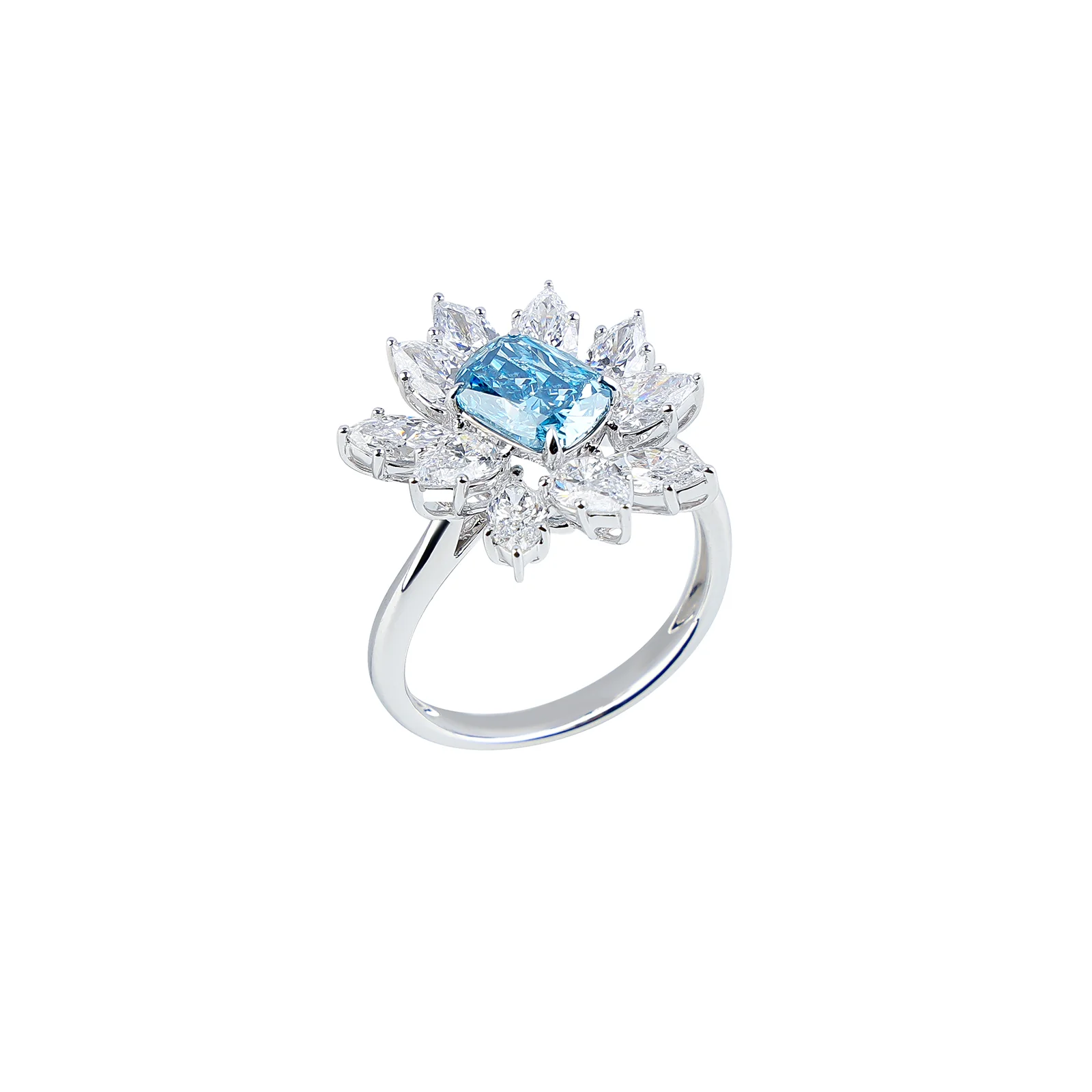 Eden - Cushion Cut Blue Diamond Ring - Image 2