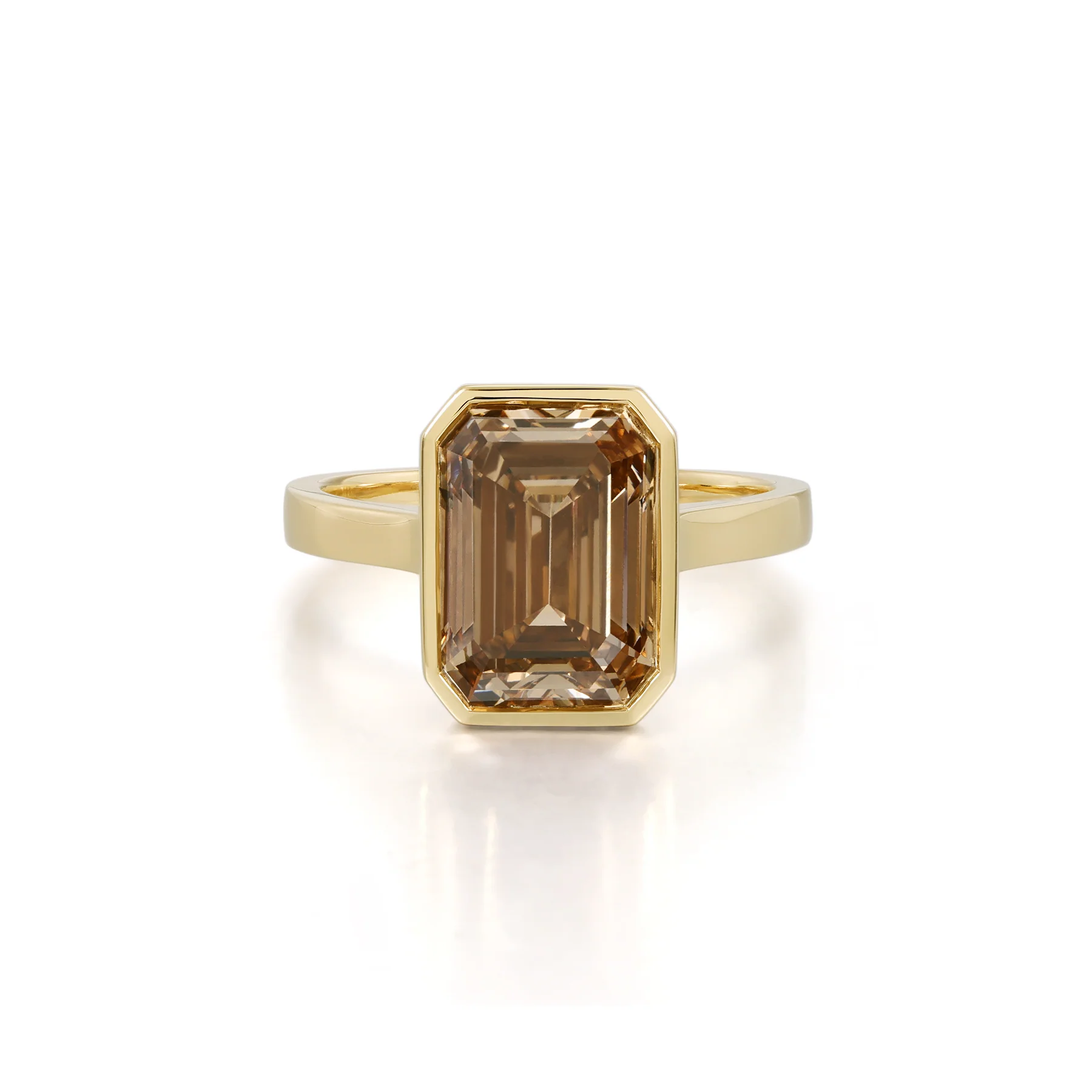 Elise-Champagne Emerald Cut Lab Grown Diamond Ring
