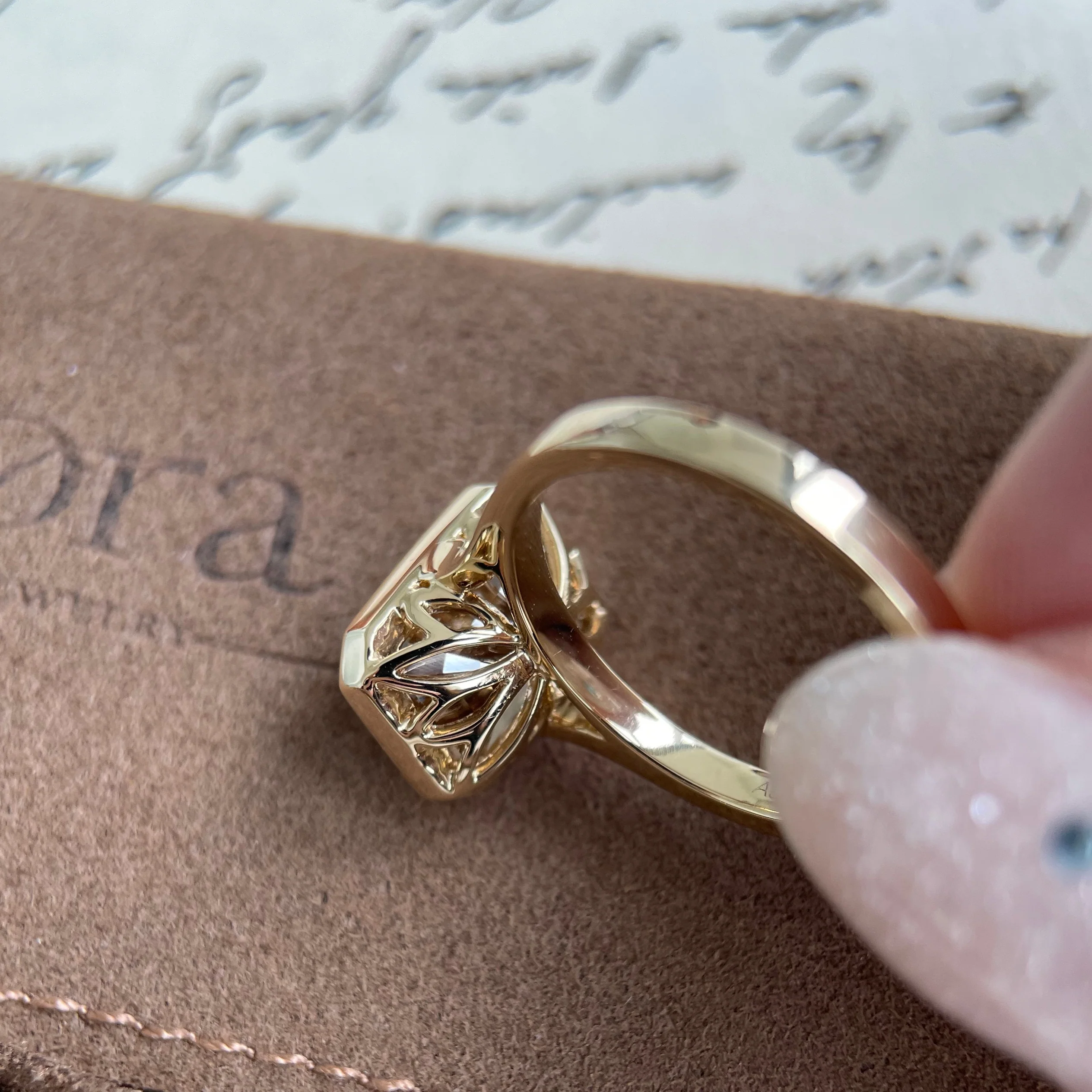 Elise-Champagne Emerald Cut Lab Grown Diamond Ring - Image 6