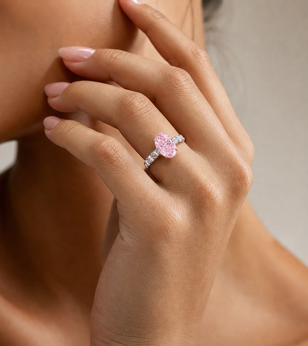 Elizabeth - Oval Cut Pink Diamond Ring - Image 4