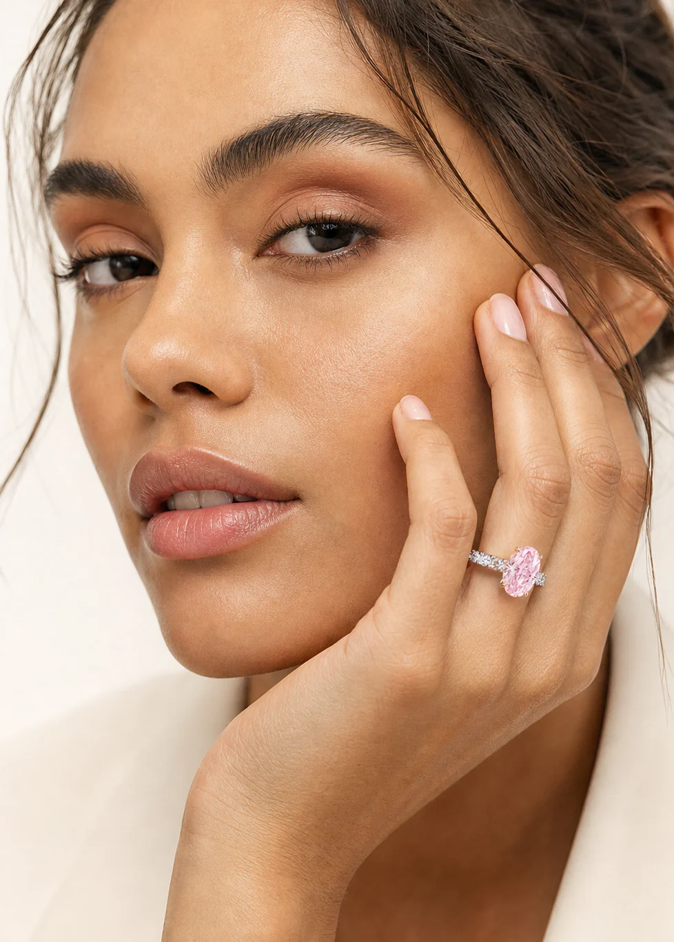 Elizabeth - Oval Cut Pink Diamond Ring - Image 5