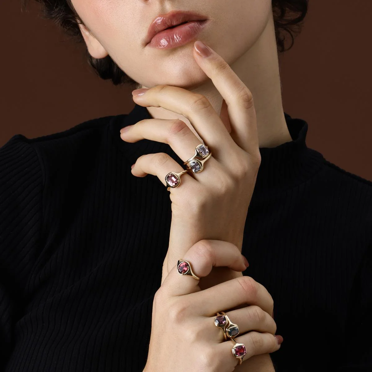 Ellie-Cushion Cut Pink Tourmaline Gemstone Ring - Image 6
