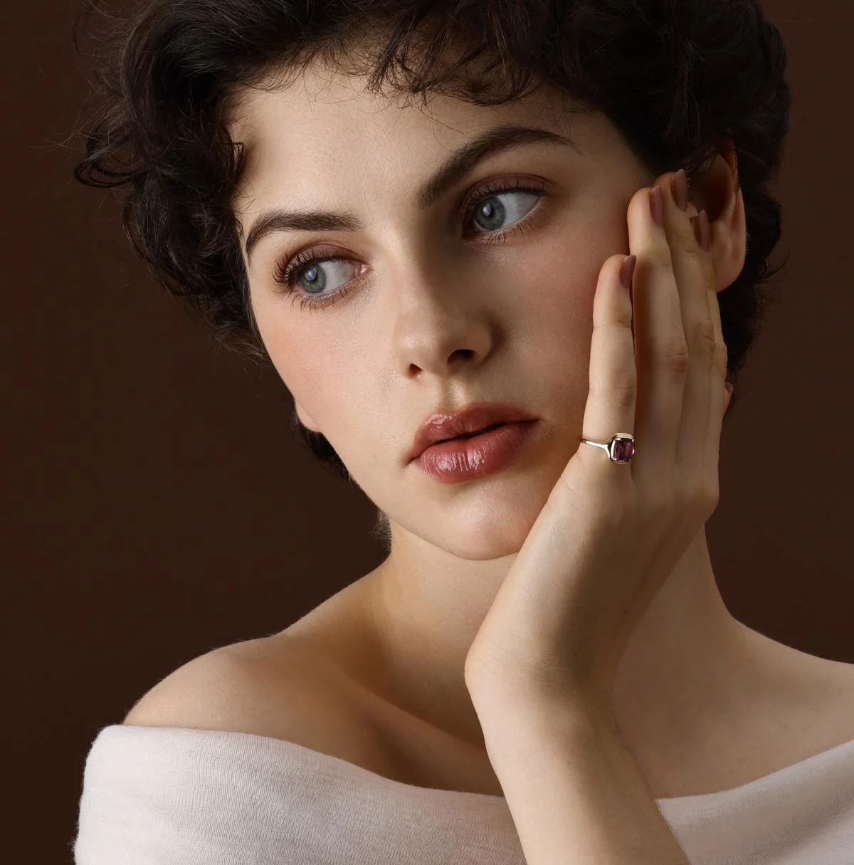 Ellie-Cushion Cut Pink Tourmaline Gemstone Ring - Image 4