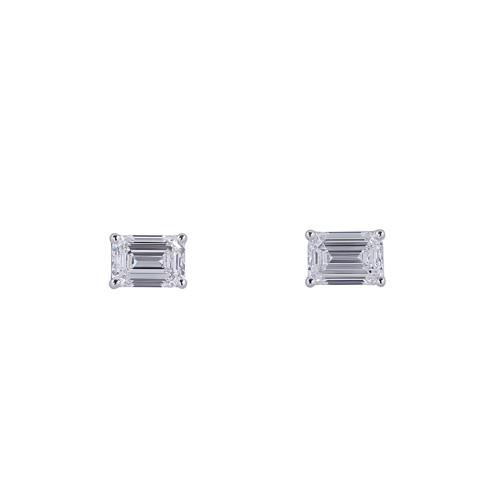 Emerald Cut Diamond Stud Earrings - Image 2
