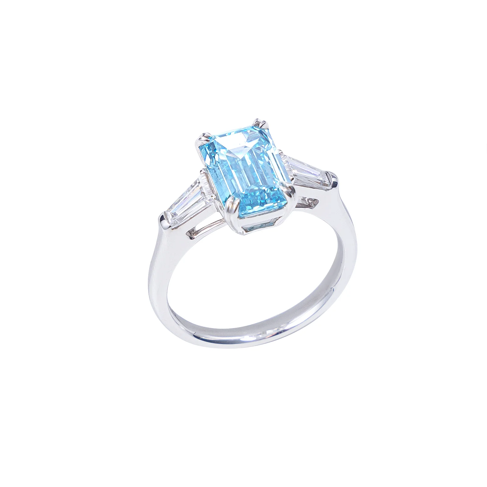 Emerson - Emerald Cut Blue Diamond Ring - Image 3