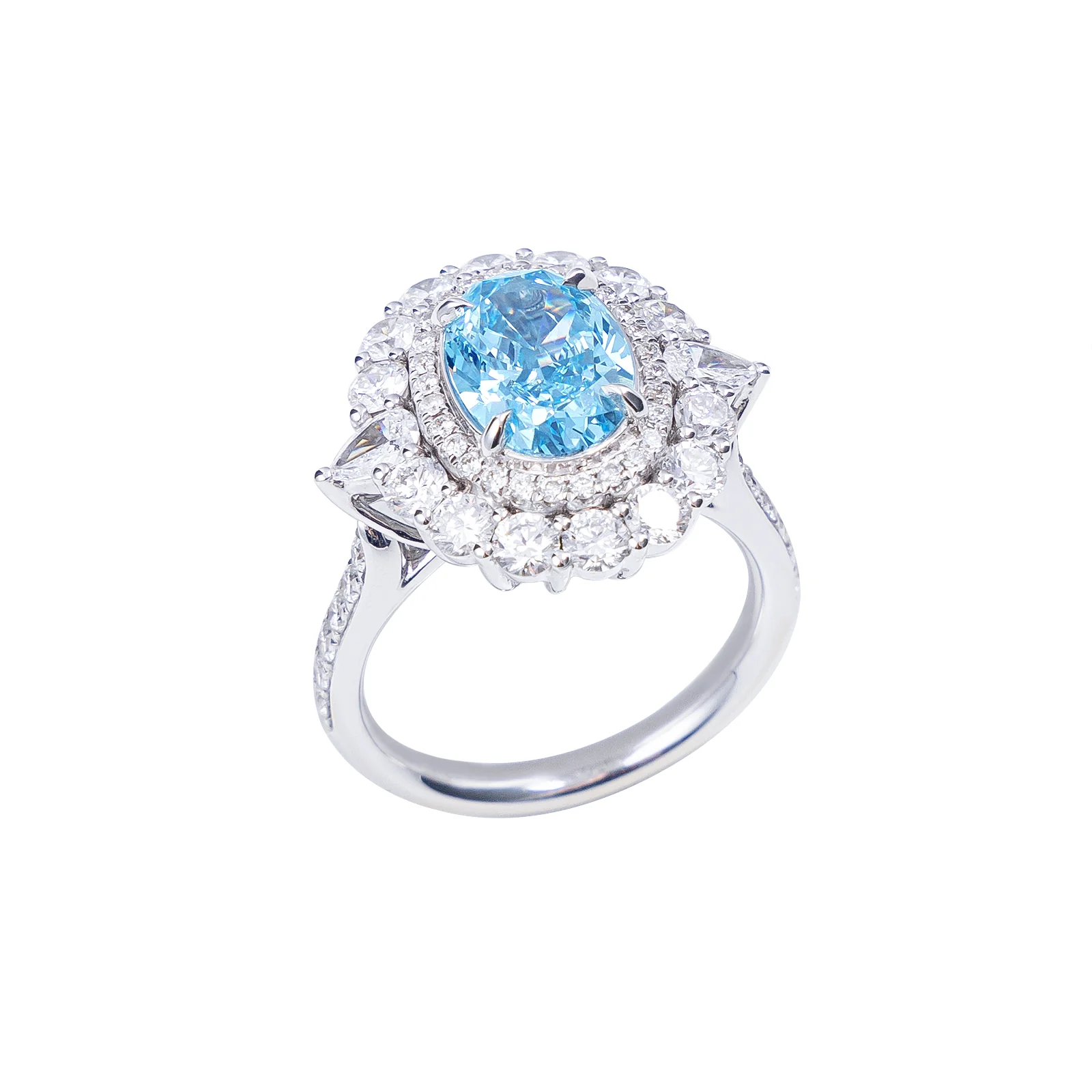Emma - Oval Cut Blue Diamond Ring - Image 2