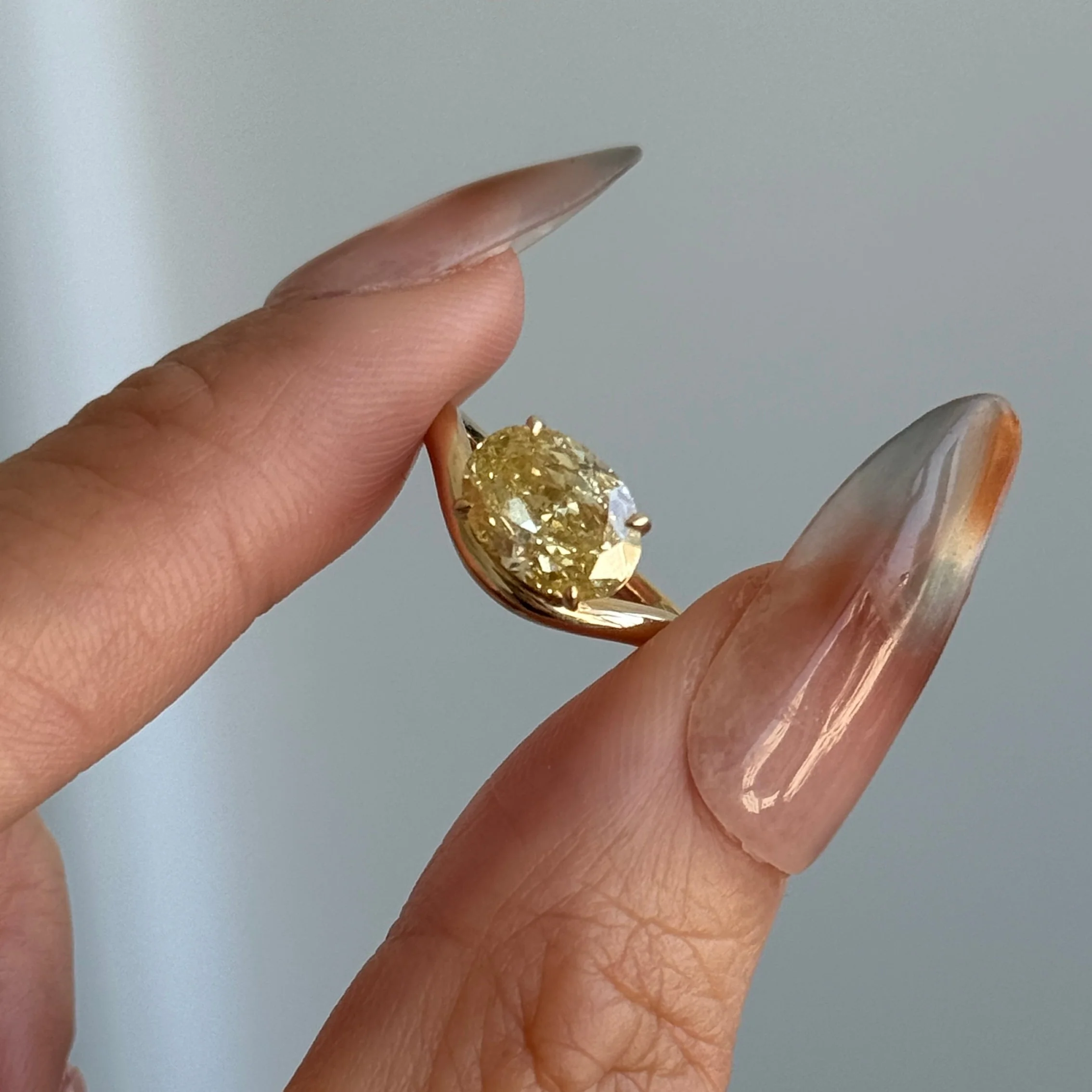 Estelle-Yellow Oval Cut Lab Grown Diamond Engagement Ring - Image 3
