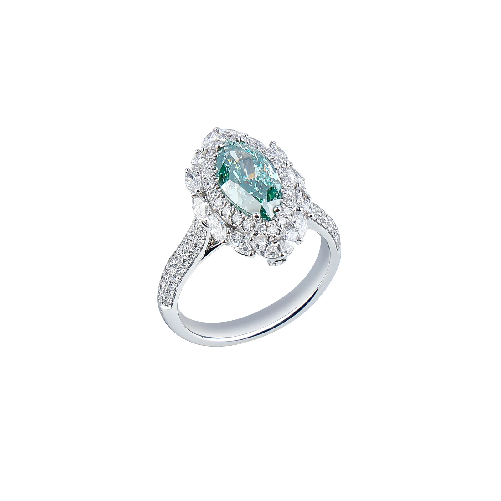 Everly - Marquise Cut Green Diamond Ring - Image 2