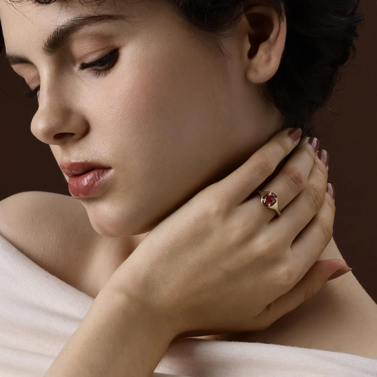 Evie-Oval Cut Crimson Tourmaline Gemstone Ring - Image 4