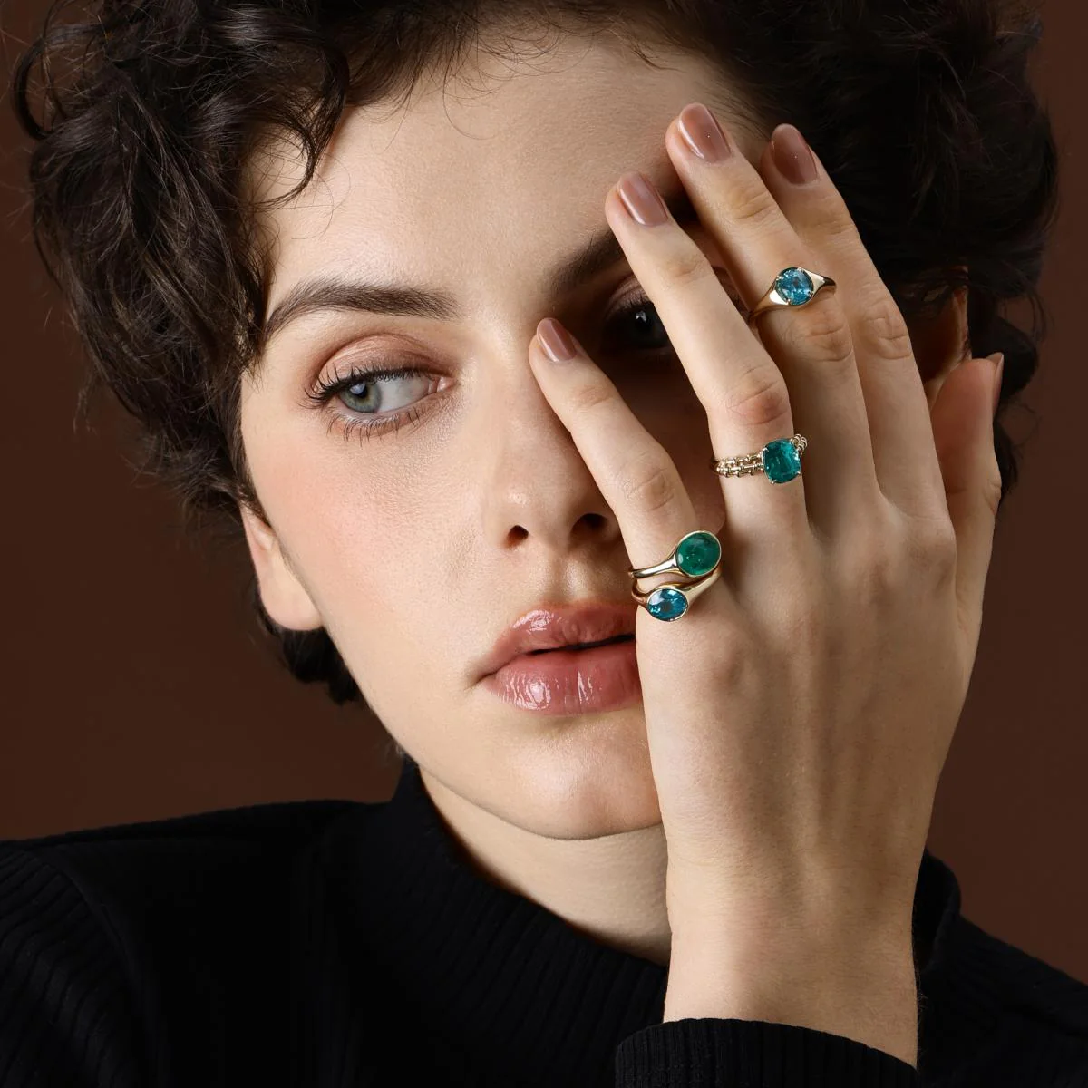 Juno-Oval Cut Lab Grown Paraiba Gemstone Ring - Image 9
