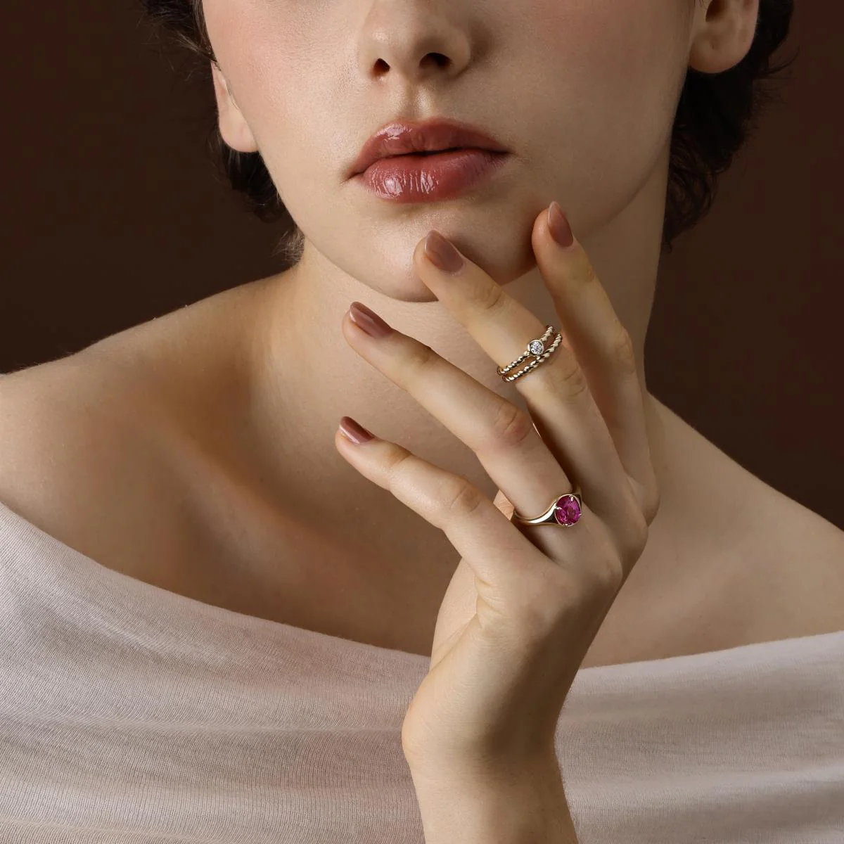 Evie-Oval Cut Lab Grown Pink Sapphire Gemstone Ring - Image 5